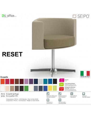 RESET RS0010 Poltrona girevole ed elevabile a gas Base 4 razze in alluminio SEIPO Ecopelle D2