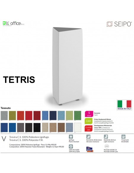 TETRIS TE0001 Elemento attesa centrale tre vie alto imbottito Base piedini cromati SEIPO Tessuto V