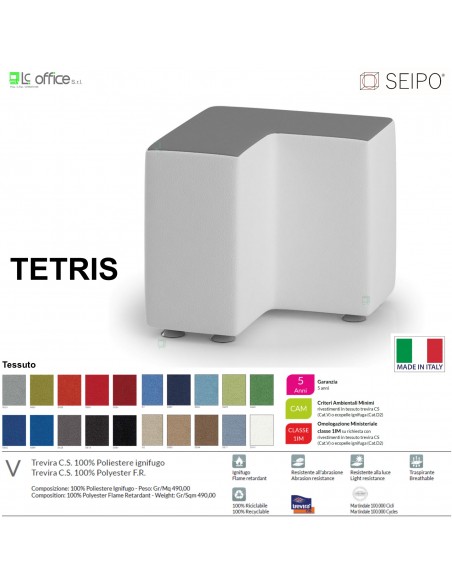 POUF TETRIS TE0006 Elemento singolo 50*50 Angolo esterno retto SEIPO Tessuto V