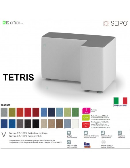 POUF TETRIS TE0009 Elemento singolo 75*50 Angolo retto Sx  SEIPO Tessuto V