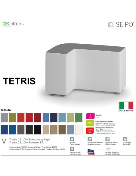 POUF TETRIS TE0010 Elemento singolo 75*50 Angolo esterno curvo dx  SEIPO Tessuto V
