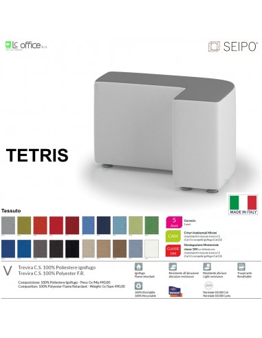 POUF TETRIS TE0011 Elemento singolo 75*50 Angolo esterno curvo Sx  SEIPO Tessuto V
