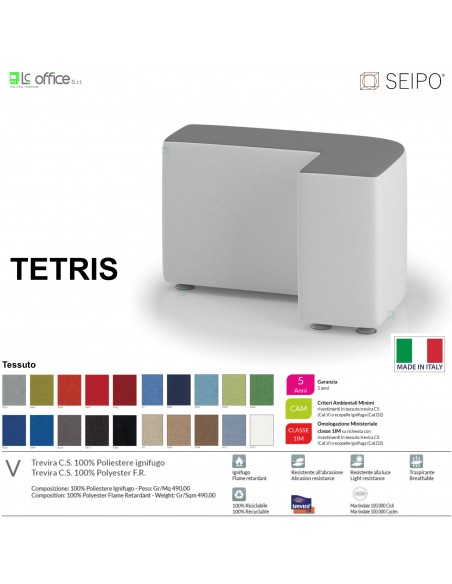 POUF TETRIS TE0011 Elemento singolo 75*50 Angolo esterno curvo Sx  SEIPO Tessuto V