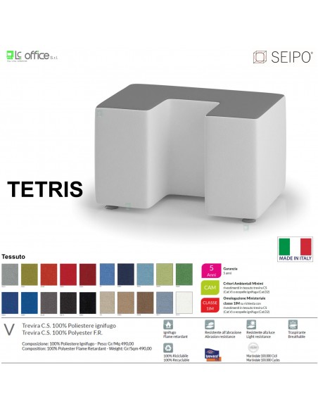 POUF TETRIS TE0012 Elemento singolo 75*50 ad “U” SEIPO Tessuto V