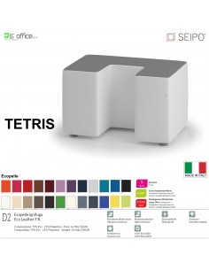 TETRIS TE0012 Elemento attesa singolo 75x50 U imbottito Base piedini cromati SEIPO Ecopelle D2