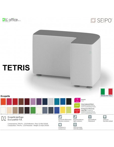 TETRIS TE0011 Elemento singolo 75*50 Angolo esterno curvo sx SEIPO Ecopelle D2