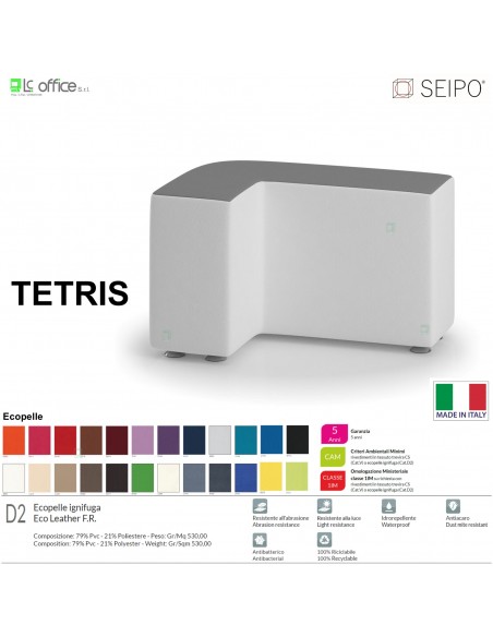 TETRIS TE0010 Elemento singolo 75*50 Angolo esterno curvo Dx SEIPO Ecopelle D2