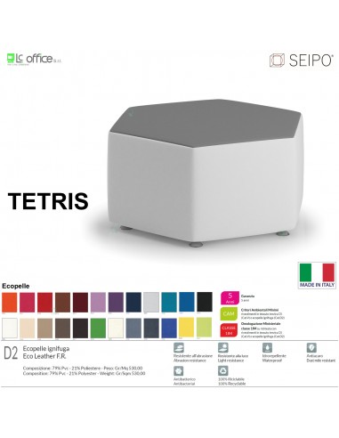 POUF TETRIS TE0014 Elemento centrale sei vie basso SEIPO Ecopelle D2