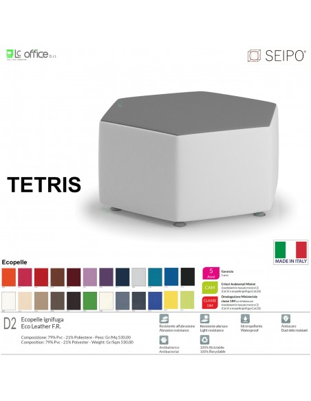 POUF TETRIS TE0014 Elemento centrale sei vie basso SEIPO Ecopelle D2