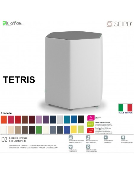 POUF TETRIS TE0013 Elemento centrale sei vie ALTO SEIPO Ecopelle D2
