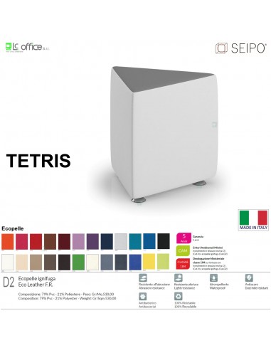 POUF TETRIS TE0002 Elemento centrale tre vie BASSO SEIPO Ecopelle D2