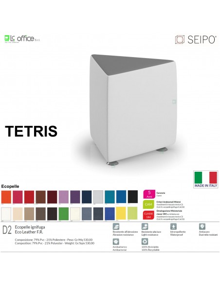 POUF TETRIS TE0002 Elemento centrale tre vie BASSO SEIPO Ecopelle D2