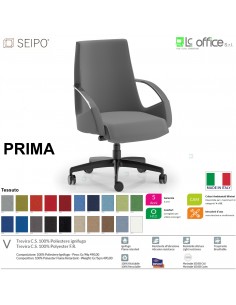 PRIMA P0008 Poltrona semi-direzionale imbottita con braccioli fissi movimento syncro R5 SEIPO Tessuto V
