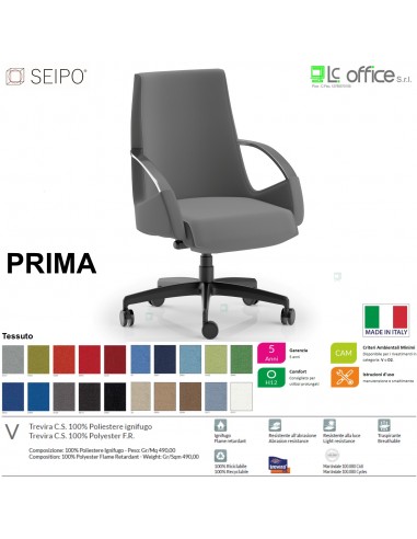 PRIMA P0008 Poltrona semi-direzionale imbottita con braccioli fissi movimento syncro R5 SEIPO Tessuto V