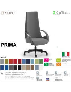 PRIMA P0004 Poltrona direzionale imbottita con braccioli fissi movimento syncro R5 SEIPO Tessuto V