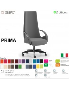 PRIMA P0004 Poltrona direzionale imbottita con schienale alto e braccioli fissi movimento syncro R5 SEIPO Ecopelle D2