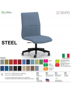 STEEL S0114 Poltrona girevole visitatore Gas "A" imbottita Base 5 razze con ruote SEIPO Tessuto V