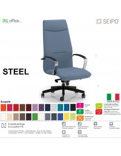 STEEL S0111 Poltrona direzionale Gas oscillante con fulcro avanzato "D" imbottita Base 5 razze con ruote SEIPO Ecopelle D2