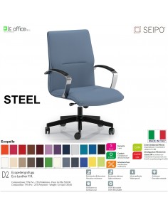 STEEL S0112 Poltrona semidirezionale Gas oscillante "B" imbottita Base 5 razze con ruote SEIPO Ecopelle D2