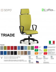 TRIADE TD0041 Poltrona direzionale braccioli e poggiatesta fissi Movimento sincronizzato R2 Base 5 razze nylon SEIPO Tessuto V