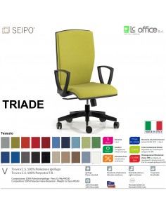 TRIADE TD0044 Poltrona SEMI direzionale braccioli fissi Movimento sincro R2 Base 5 razze nylon SEIPO Tessuto V