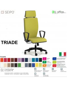 TRIADE TD0041 Poltrona direzionale braccioli e poggiatesta fissi Movimento sincronizzato R2 Base 5 razze nylon SEIPO Ecopelle D2