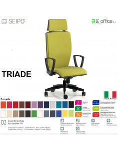 TRIADE TD0041 Poltrona schienale alto con braccioli poggiatesta Movimento sincro "R4" Base 5 razze nylon SEIPO Ecopelle D2