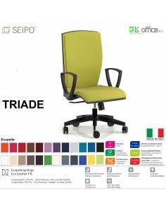 TRIADE TD0041 Poltrona SEMI direzionale braccioli  fissi Movimento sincro R2 Base 5 razze nylon SEIPO Ecopelle D2
