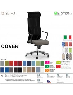 COVER CV0001 Poltrona direzionale schienale rete braccioli fissi sincro R4 Black Version Seipo Tessuto V CLASS 1IM