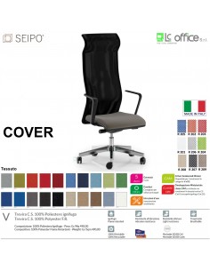 COVER CV0002 Poltrona direzionale schienale rete braccioli fissi sincro Z Black Version Seipo Tessuto V CLASS 1IM