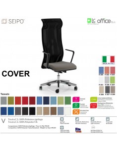 COVER CV0003 Poltrona direzionale schienale rete braccioli fissi sincro F Black Version Seipo Tessuto V CLASS 1IM