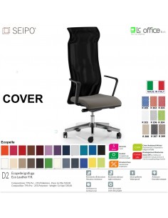 COVER CV0002 Poltrona direzionale schienale rete braccioli fissi sincro Z  Black Version Seipo Ecopelle D2 CLASS 1IM