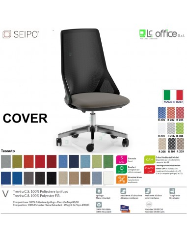 COVER CV0005 Poltrona direzionale schienale rete oscilante K Black Version Seipo Tessuto V CLASS 1IM