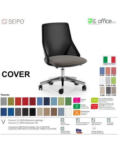 COVER CV0007 Poltrona direzionale schienale basso rete oscilante K Black Version Seipo Tessuto V CLASS 1IM