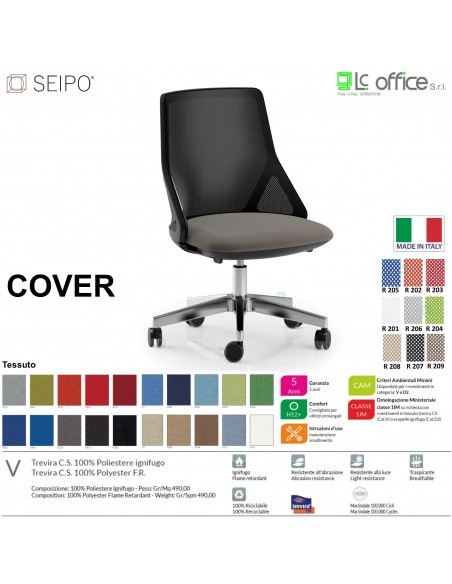 COVER CV0007 Poltrona direzionale schienale basso rete oscilante K Black Version Seipo Tessuto V CLASS 1IM