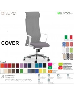 COVER CV0011 Poltrona direzionale schienale rete braccioli fissi sincro R4 Version BIANCA Seipo Ecopelle D2 CLASS 1IM