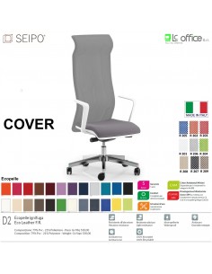 COVER CV0012 Poltrona direzionale schienale rete braccioli fissi sincro Z  Version BIANCA Seipo Ecopelle D2 CLASS 1IM