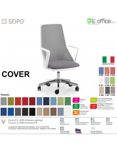 COVER CV0014 Poltrona direzionale schienale rete braccioli fissi oscilante K Version BIANCA Seipo Tessuto V CLASS 1IM