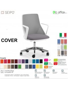 COVER CV0016 Poltrona direzionale schienale BASSO rete braccioli fissi oscilante K Version BIANCA Seipo ECOPELLE D2 CLASS 1IM