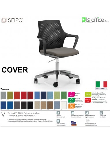 COVER CV0008 Poltrona operative polipropilene braccioli movimento gas “A” Black Seipo TESSUTO V CLASS 1IM