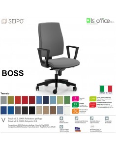 BOSS BS0005 poltrona direzionale schienale imbottito braccioli fissi movimenti R4 tessuto V SEIPO