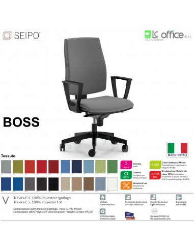 BOSS BS0005 poltrona direzionale schienale imbottito braccioli fissi movimenti R4 tessuto V SEIPO
