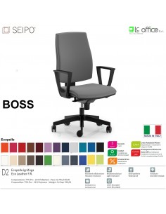 BOSS BS0005 poltrona direzionale schienale imbottito braccioli fissi movimenti R4 ECOPELLE D2 SEIPO