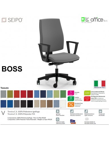 BOSS BS0006 poltrona direzionale schienale imbottito braccioli fissi movimenti Z tessuto V SEIPO