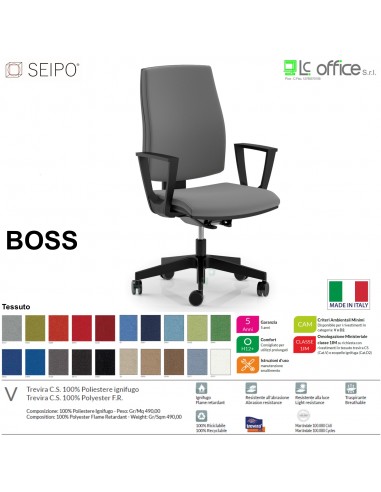 BOSS BS0007 poltrona direzionale schienale imbottito braccioli fissi movimenti  tessuto F SEIPO