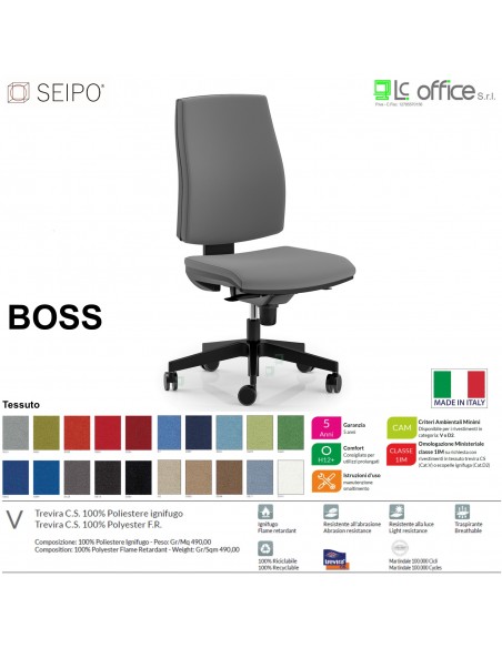 BOSS BS0009 poltrona direzionale schienale imbottito movimenti R4 tessuto V SEIPO