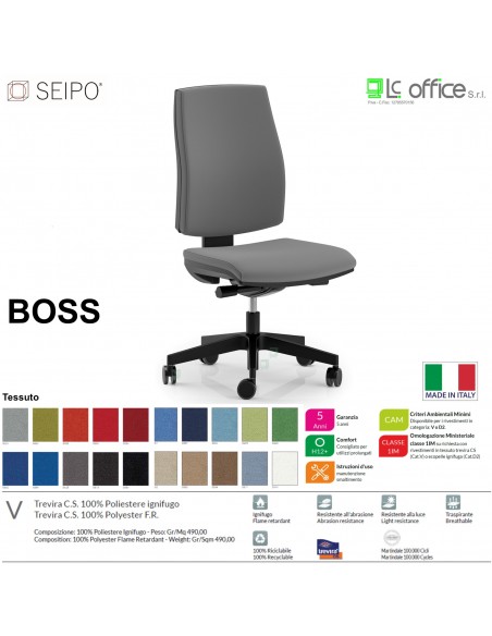 BOSS BS0010 poltrona operative schienale imbottito movimenti Z ECOPELLE D2 SEIPO