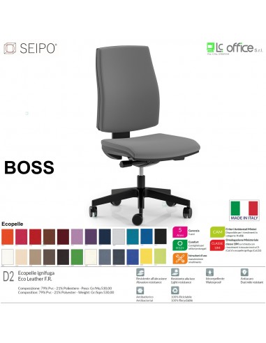 BOSS BS0010 poltrona operative schienale imbottito movimenti F ECOPELLE D2 SEIPO
