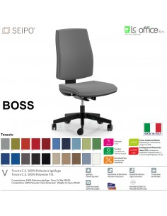 BOSS BS0011 poltrona operative schienale imbottito braccioli fissi movimenti  tessuto F SEIPO