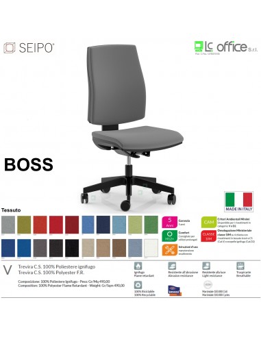 BOSS BS0011 poltrona operative schienale imbottito braccioli fissi movimenti  tessuto F SEIPO